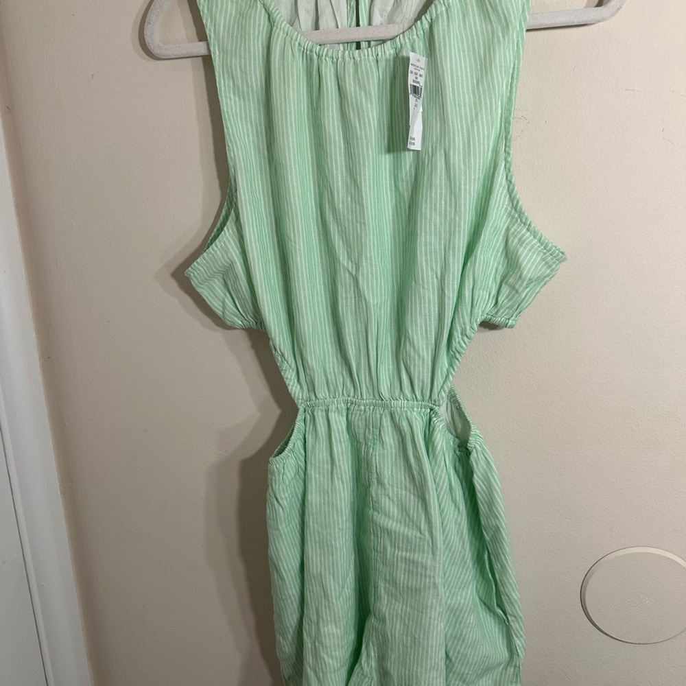 Green Striped Sleeveless Romper